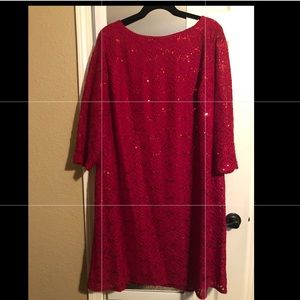 Jessica Howard Red Sequin Knee Length Dress Sz 24